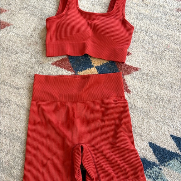 Red Ribbed Sports Bra - Picture 1 of 3